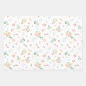 水彩赤ちゃんシャワー乳児おもちゃトレインパターン ラッピングペーパーシート (正面)