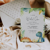 水彩赤ちゃんシャワー恐竜 招待状