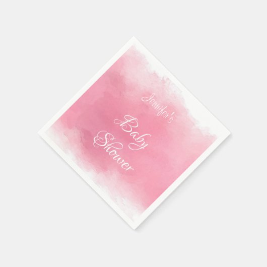 水彩赤ちゃんシャワー手書きピンクエレガント色 スタンダードカクテルナプキン (角)