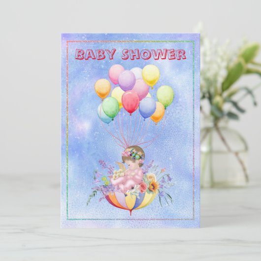 水彩赤ちゃんシャワー招待状 招待状 (スタンド正面)