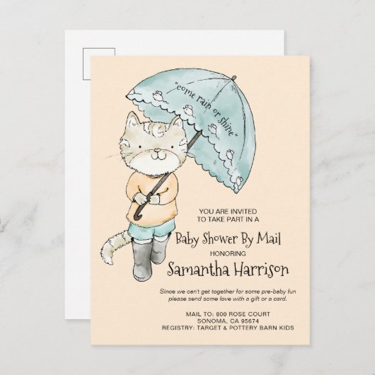水彩赤ちゃんシャワー通販 インビテーションポストカード (正面/裏面)