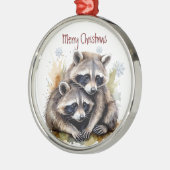 水彩赤ちゃんラクーン動物自然アート メタルオーナメント (左)