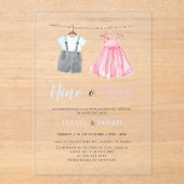 水彩赤ちゃん服スペインの性表彰 アクリル招待状 (正面)