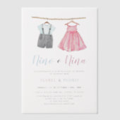 水彩赤ちゃん服スペインの性表彰 ベラム紙招待状 (正面)