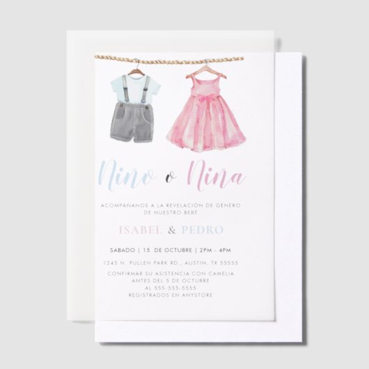 水彩赤ちゃん服スペインの性表彰 ベラム紙招待状 (オフセット)