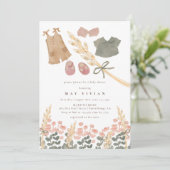 水彩赤ちゃん服&小麦ベビーシャワー 招待状 (スタンド正面)