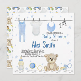 水彩赤ちゃん男の子 招待状