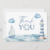 水彩赤ちゃん航海のシャワー サンキューカード (正面)