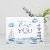 水彩赤ちゃん航海のシャワー サンキューカード (スタンド正面)