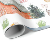 水彩赤ちゃん農場動物シャワー ニュートラル ラッピングペーパー (ロールコーナー)