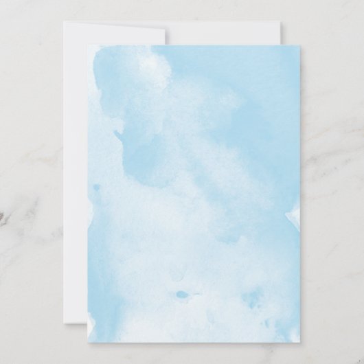 水彩赤ちゃん青い白い金ゴールド男の子のシャワー 招待状 (裏面)