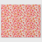 水彩赤とオレンジの花のパタ鮮やかーン ラッピングペーパー (フラット)