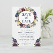 水彩赤とネイビーウィンターリース結婚ズ セーブザデート (スタンド正面)