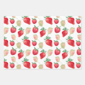 水彩赤とピンクのイチゴ ラッピングペーパーシート (正面)