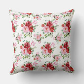 水彩赤とピンクのフローラのシームレスなパターン クッション (裏面)