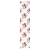 水彩赤とピンクのフローラのシームレスなパターン ショートテーブルランナー (正面)