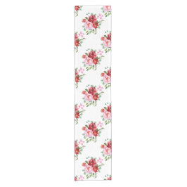 水彩赤とピンクのフローラのシームレスなパターン ショートテーブルランナー