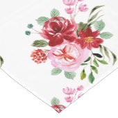 水彩赤とピンクのフローラのシームレスなパターン ショートテーブルランナー (コーナー)