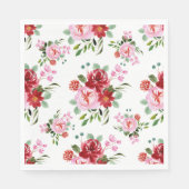 水彩赤とピンクのフローラのシームレスなパターン スタンダードランチョンナプキン (正面)
