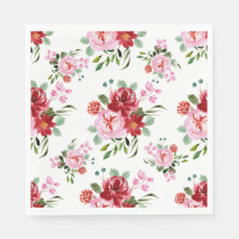 水彩赤とピンクのフローラのシームレスなパターン スタンダードランチョンナプキン