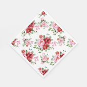 水彩赤とピンクのフローラのシームレスなパターン スタンダードランチョンナプキン (角)