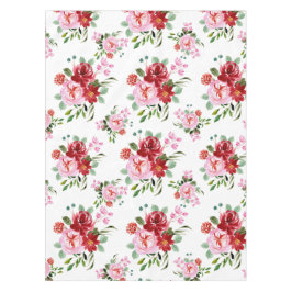 水彩赤とピンクのフローラのシームレスなパターン テーブルクロス