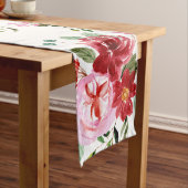 水彩赤とピンクのフローラのシームレスなパターン ロングテーブルランナー (インサイチュ)