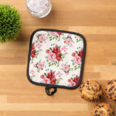 水彩赤とピンクのフローラのシームレスなパターン 鍋敷き (トップダウン)