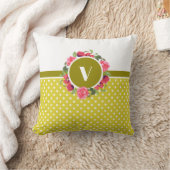 水彩赤とピンクの花リース円 クッション (ブランケット)