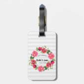 水彩赤とピンクフラワーズリースデザイン ラゲッジタグ (裏面縦)