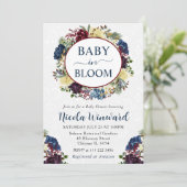 水彩赤と海軍の冬のリース赤ちゃんシャワー 招待状 (スタンド正面)