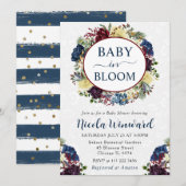 水彩赤と海軍の冬のリース赤ちゃんシャワー 招待状 (正面/裏面)