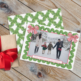 水彩赤と白の弓ガーランドの写真 シーズンカード