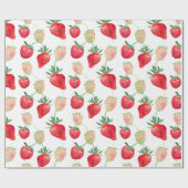 水彩赤と白イチゴ ラッピングペーパー (フラット)