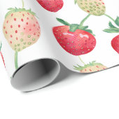 水彩赤と白イチゴ ラッピングペーパー (ロールコーナー)
