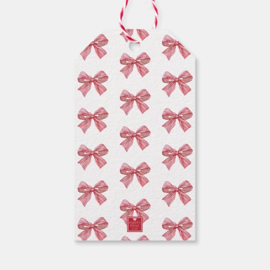 水彩赤と白弓ストライプの ギフトタグ (裏面)