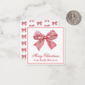 水彩赤と白弓ストライプの ノートカード (正面/裏面インサイチュ)