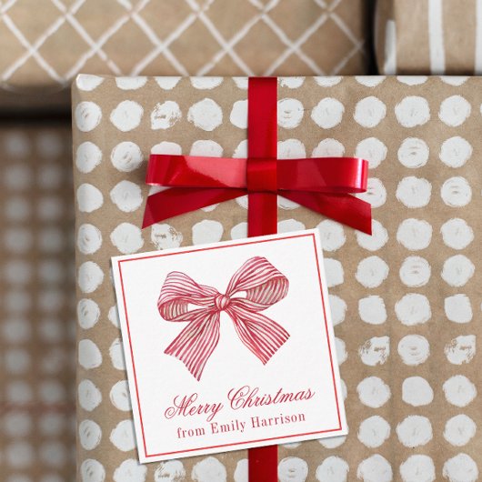 水彩赤と白弓ストライプの ノートカード