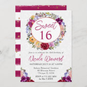 水彩赤と紫のリース甘い16 招待状 (正面/裏面)