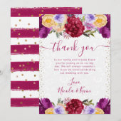 水彩赤と紫の結婚花 サンキューカード (正面/裏面)