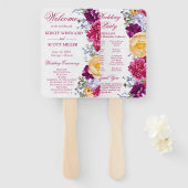 水彩赤と紫の結婚花 ハンドファン (正面&裏面)