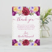 水彩赤と紫の花キンセアニェラ サンキューカード (スタンド正面)