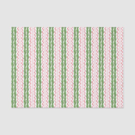 水彩赤と緑のクリスマスガーランド 薄葉紙 (正面)