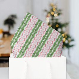 水彩赤と緑のクリスマスガーランド 薄葉紙