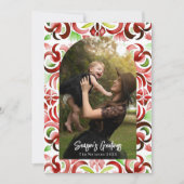 水彩赤と緑のクリスマスフォトアーチ シーズンカード (正面)