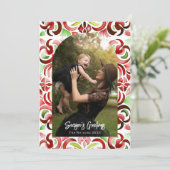 水彩赤と緑のクリスマスフォトアーチ シーズンカード (スタンド正面)