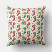 水彩赤と緑のストッキング クッション (裏面)