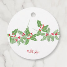 水彩赤と緑のホリーバウ