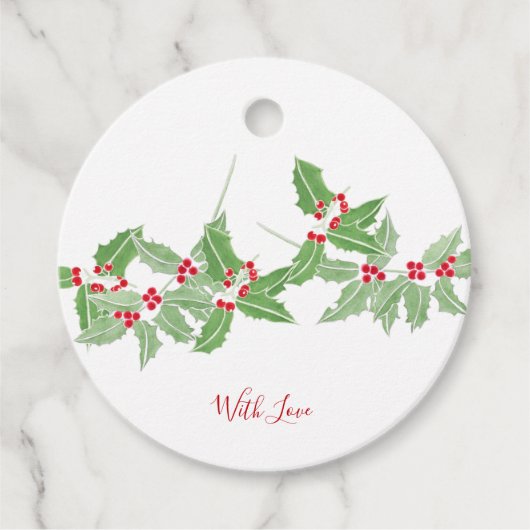 水彩赤と緑のホリーバウ フェイバータグ (正面)