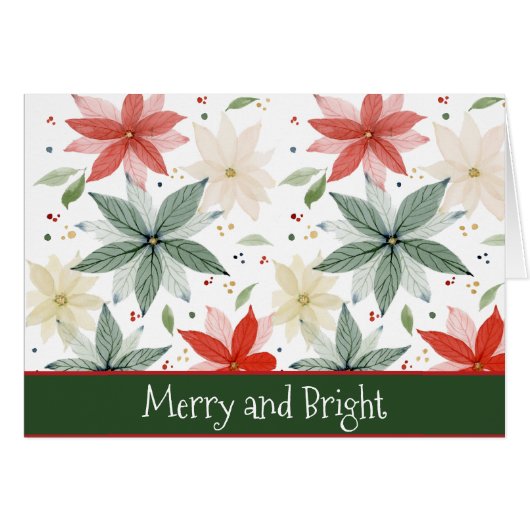 水彩赤と緑のポインセチアのクリスマス (正面横)